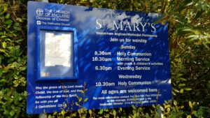 The noticeboard outside St Mary's Weaverham